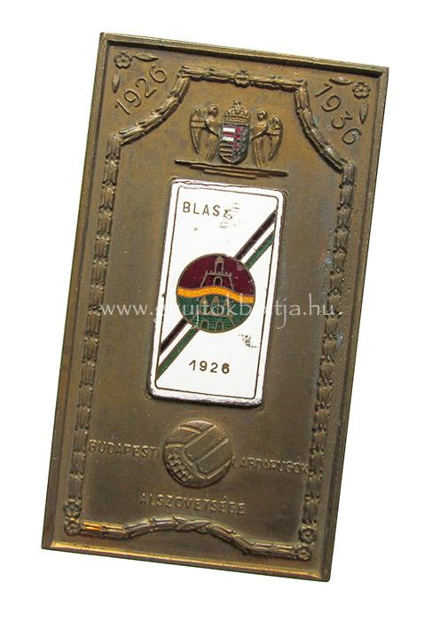Budapesti Labdargk Alszvetsge 1926-1936 plakett